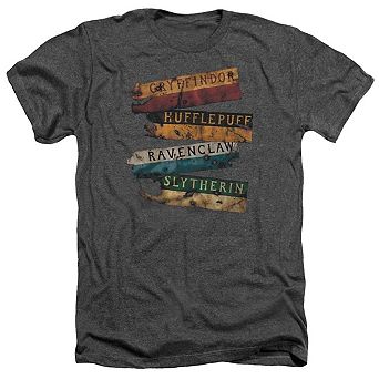 Harry Potter Burnt Banners Adult Heather T-shirt