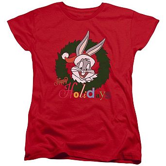 Looney Tunes Holiday Bunny Short Sleeve Womens T-shirt