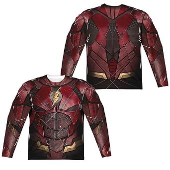 Justice League Movie Flash Uniform Long Sleeve Adult Poly Crew T-shirt