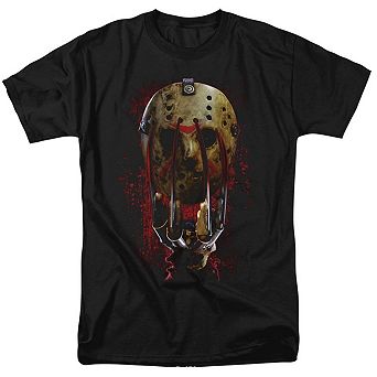 Freddy Vs Jason Mask And Claws Short Sleeve Adult T-shirt