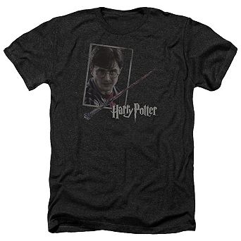Harry Potter Harrys Wand Portrait Adult Heather T-shirt
