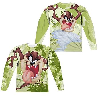 Looney Tunes Taz Long Sleeve Adult Poly Crew T-shirt