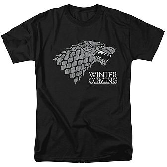 Game Of Thrones Stark Winter Is Coming On Black Short Sleeve Adult T-shirt