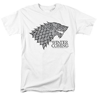 Game Of Thrones Stark Winter Is Coming On White Short Sleeve Adult T-shirt