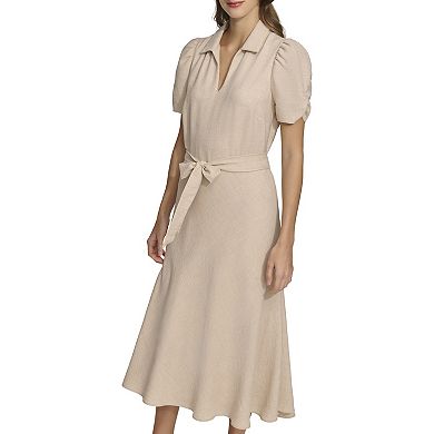 Women's Harper Rose Ruched Sleeve Polo Collar Midi Dress