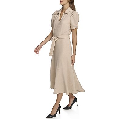 Women's Harper Rose Ruched Sleeve Polo Collar Midi Dress