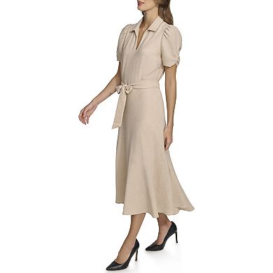 Women's Harper Rose Ruched Sleeve Polo Collar Midi Dress