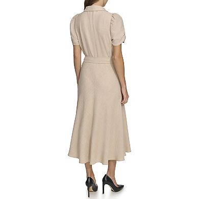 Women's Harper Rose Ruched Sleeve Polo Collar Midi Dress