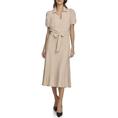 Women's Harper Rose Ruched Sleeve Polo Collar Midi Dress