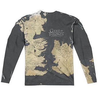 Game Of Thrones Westeros Map Long Sleeve Adult Poly Crew T-shirt