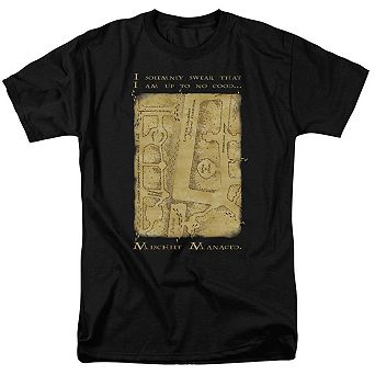 Harry Potter Marauders Map Interior Words Short Sleeve Adult T-shirt
