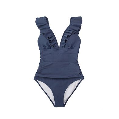 Women's Cupshe Ruffle V-Neck One Piece Swimsuit