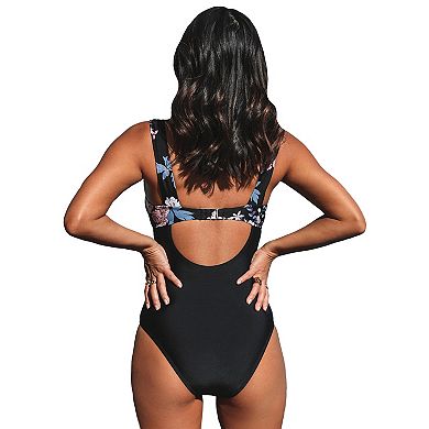 Women's CUPSHE Floral V-Neck Wide Strapped One Piece Swimsuit
