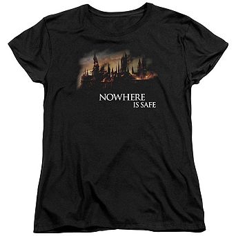 Harry Potter Burning Hogwarts Short Sleeve Womens T-shirt