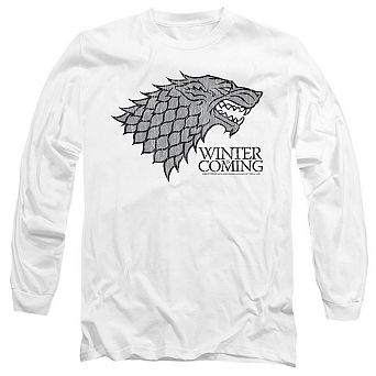 Game Of Thrones Stark Winter Is Coming On White Long Sleeve Adult T-shirt