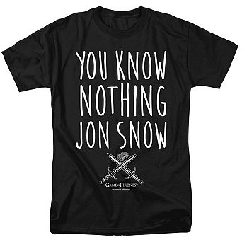 Game Of Thrones You Know Nothing Jon Snow Short Sleeve Adult T-shirt