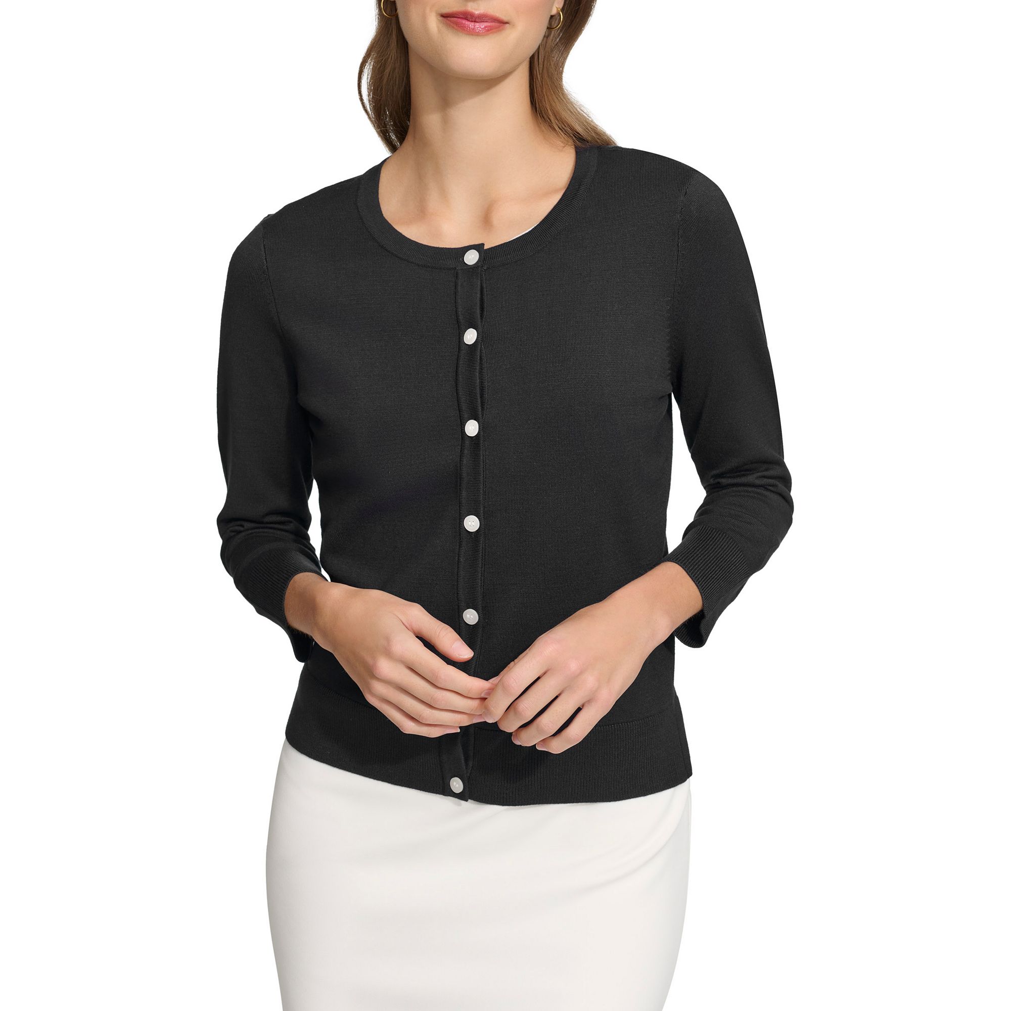 Womens Harper Rose Long Sleeve Button-Front Cardigan, Size: Small, Black