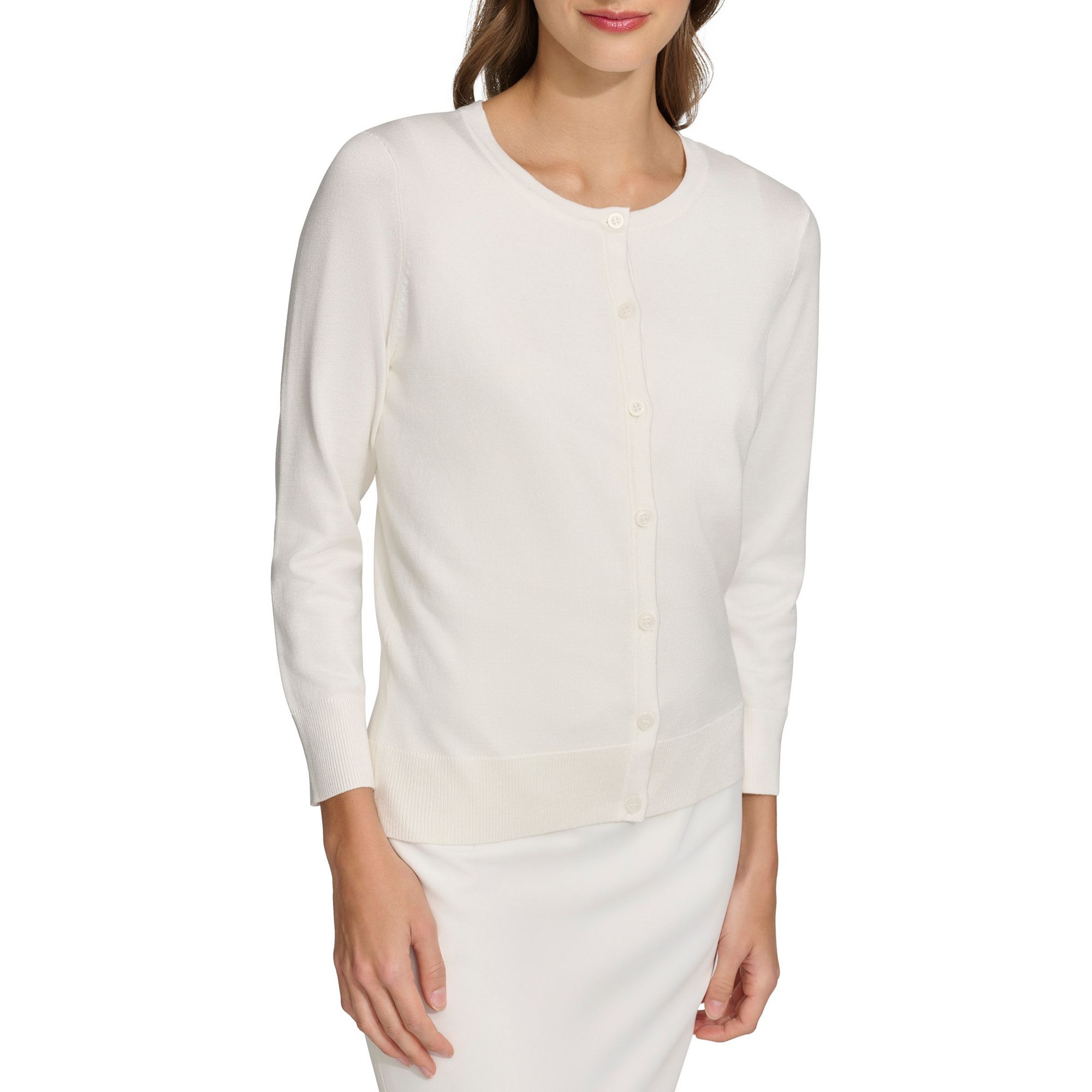 Womens Harper Rose Long Sleeve Button-Front Cardigan, Size: Small, White