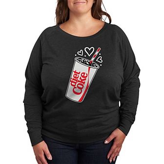 Plus Size Diet Coke Heart Bubbles French Terry Long Sleeve Tee