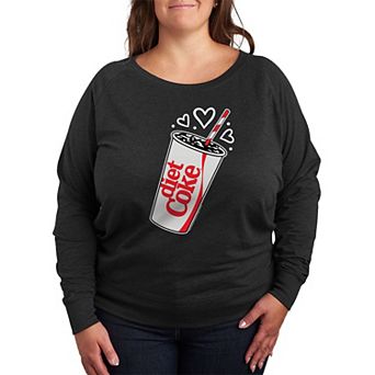 Plus Size Diet Coke Heart Bubbles French Terry Long Sleeve Tee
