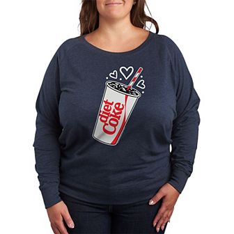 Plus Size Diet Coke Heart Bubbles French Terry Long Sleeve Tee