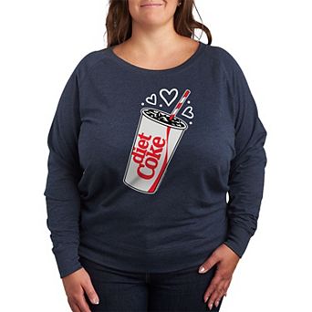 Plus Size Diet Coke Heart Bubbles French Terry Long Sleeve Tee