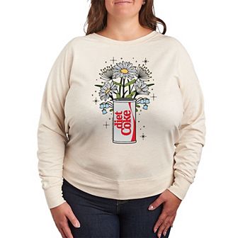 Plus Size Diet Coke Flowers French Terry Long Sleeve Tee