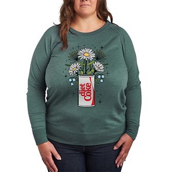 Plus Size Diet Coke Flowers French Terry Long Sleeve Tee