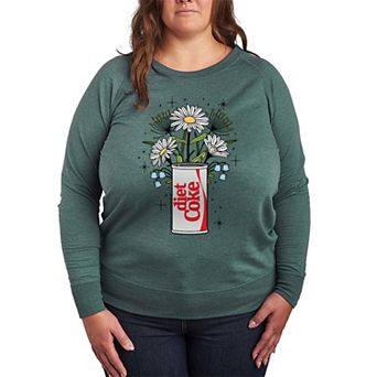 Plus Size Diet Coke Flowers French Terry Long Sleeve Tee