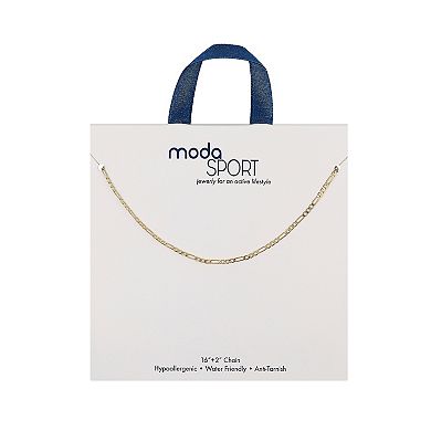 Aqua Moda Gold Tone Waterproof Stainless Steel Figaro Necklace