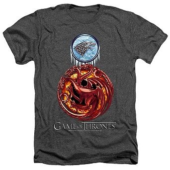 Game Of Thrones Combined Targaryn And Stark Adult Heather T-shirt