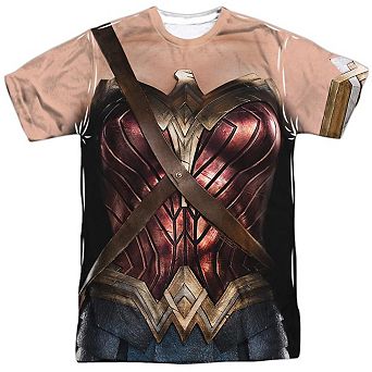 Justice League Movie Wonder Woman Uniform Short Sleeve Adult Poly Crew T-shirt