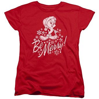 Looney Tunes Merry Tweety Short Sleeve Womens T-shirt