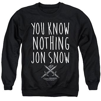 Game Of Thrones You Know Nothing Jon Snow Adult Crewneck Sweatshirt