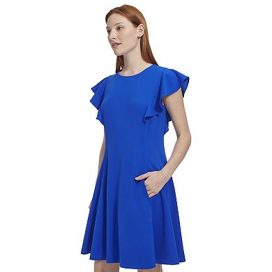 Women's Andrew Marc Ruffle Fit And Flare Mini Dress