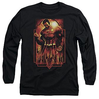 Superman Metropolis Deco Long Sleeve Adult T-shirt
