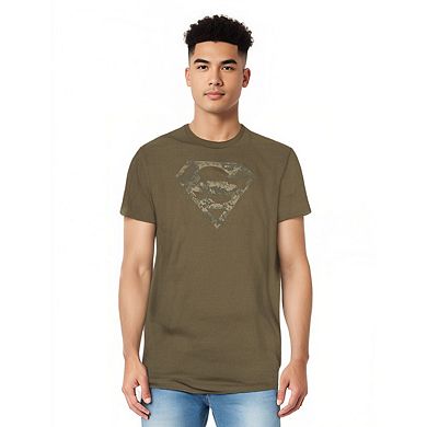 Superman Army Camo Shield Short Sleeve Adult T-shirt