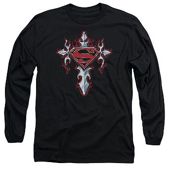 Superman Gothic Steel Logo Long Sleeve Adult T-shirt