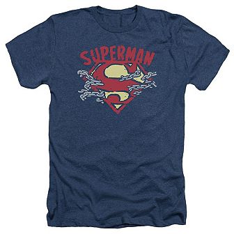 Superman Chain Breaking Adult Heather T-shirt