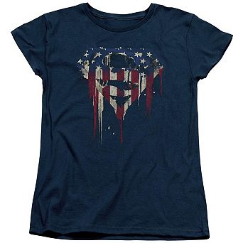 Superman Bleeding Shield Short Sleeve Womens T-shirt