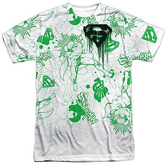 Superman In Your Face Short Sleeve Adult 100% Poly Crew T-shirt