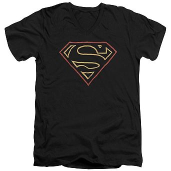 Superman Colored Shield Short Sleeve Adult V Neck T-shirt