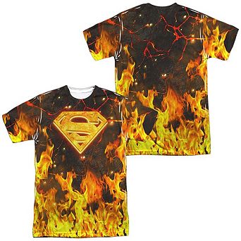 Superman Fire Logo Short Sleeve Adult Poly Crew T-shirt