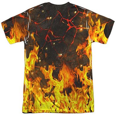 Superman Fire Logo Short Sleeve Adult Poly Crew T-shirt