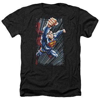 Superman Faster Than Adult Heather T-shirt