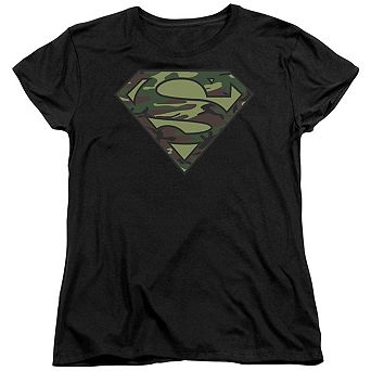 Superman Camo Logo Short Sleeve Womens T-shirt