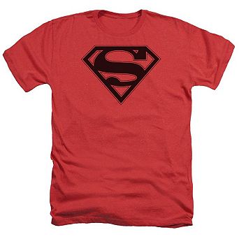 Superman Red & Black Shield Adult Heather T-shirt