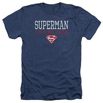 Superman Lifting Team Adult Heather T-shirt