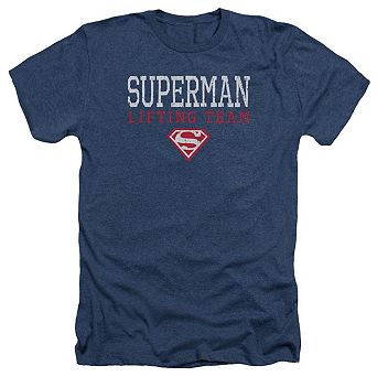 Superman Lifting Team Adult Heather T-shirt