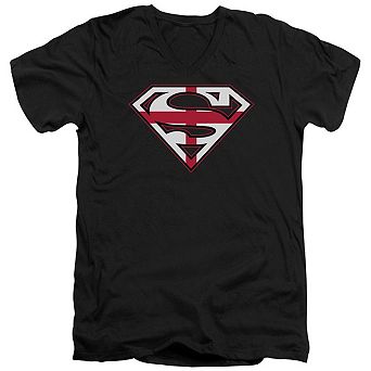 Superman English Shield Short Sleeve Adult V Neck T-shirt